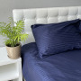 Комплект постельного белья Stripe Sense Dark Blue сатин-страйп SoundSleep темно-синий евро