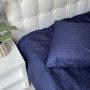 Комплект постельного белья Stripe Sense Dark Blue сатин-страйп SoundSleep темно-синий семейный