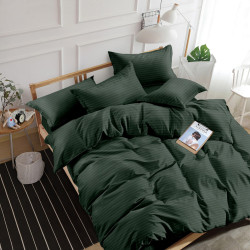 Bed linen set SoundSleep Stripe Dark Green satin stripe euro 200x220 cm  (2251736517012)