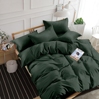 Комплект постільної білизни SoundSleep Stripe Dark Green сатин-страйп сімейний 160х220 см темно-зелений (94248036)