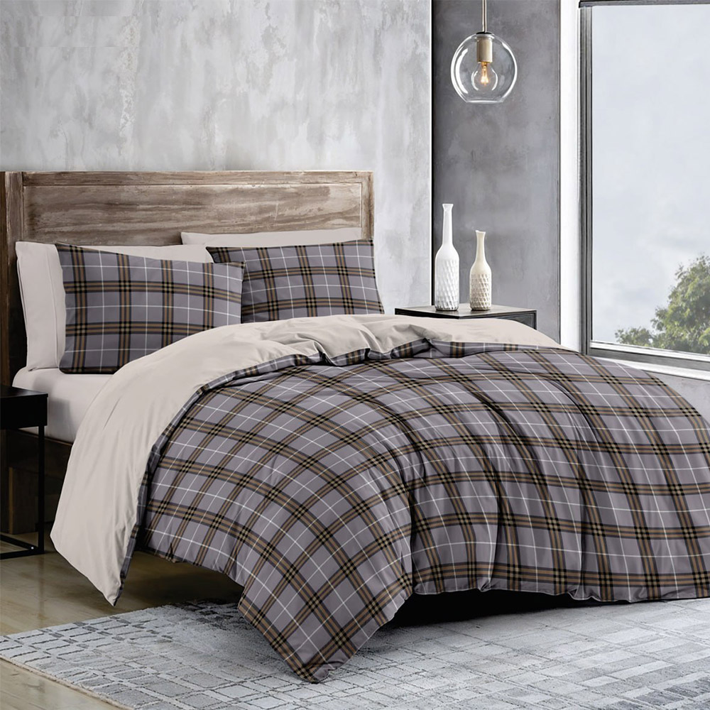  Pillowcase SoundSleep Tartan Grey calico 40x60 cm beige solid color (2800005136210)