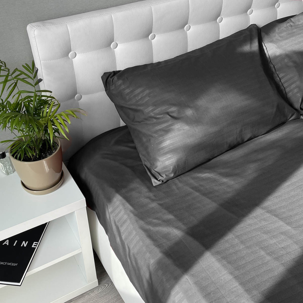 Emily Fiber Dark Gray Stripe Microfiber Sheet 150x220 cm Dark Gray (2800005108408)