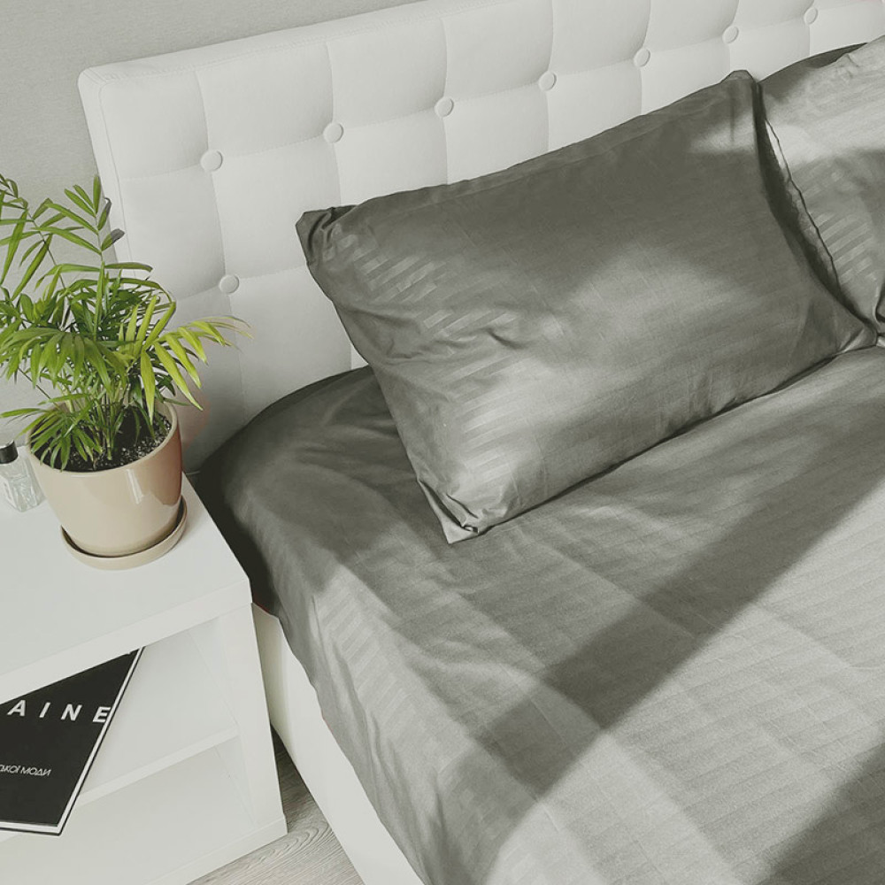 Emily Fiber Gray Stripe Microfiber Sheet 200x220 cm Gray (2800005108439)