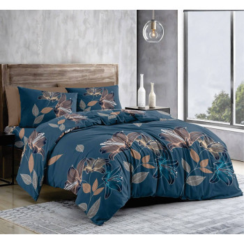 Bedding set SoundSleep Floral Blue calico-gold one and a half 160x220 cm (2800005093254)