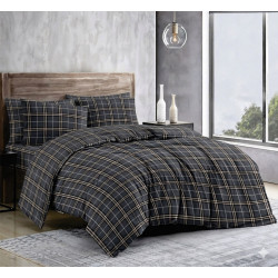  bedding set SoundSleep Tartan Dark Grey calico-gold double euro 200x220 cm (2800005093728)