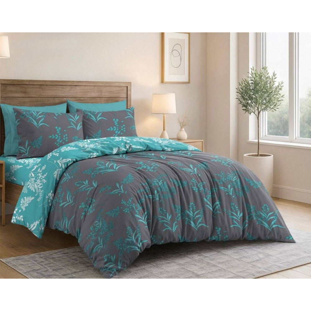 SoundSleep Flore Turquise sheet calico-gold 150x220 cm (2800005185973)