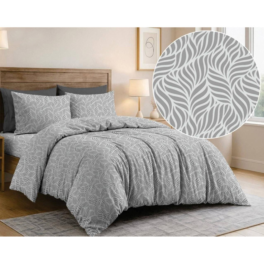 Комплект постільної білизни SoundSleep Leaves Grey бязь-голд двоспальний 175х215 см (2800005187816)
