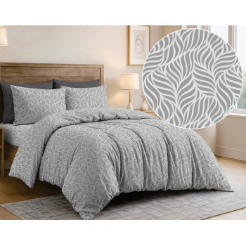 Комплект постільної білизни SoundSleep Leaves Grey бязь-голд євро 200х220 см (2800005187823)