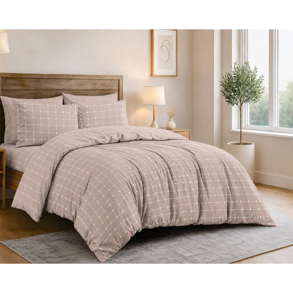 SoundSleep Modern Check Pillowcase Calico Gold 50x70 cm beige (2800005187946)