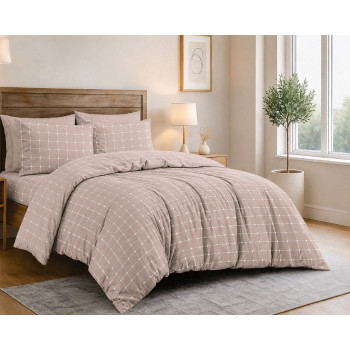 SoundSleep Modern Check Pillowcase Calico Gold 50x70 cm beige (2800005187946)