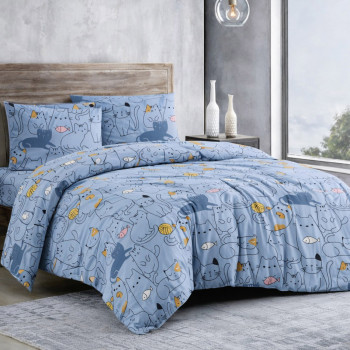 Bedding set SoundSleep Cute Kittens calico teenage blue 140x215 cm (2800005024418)