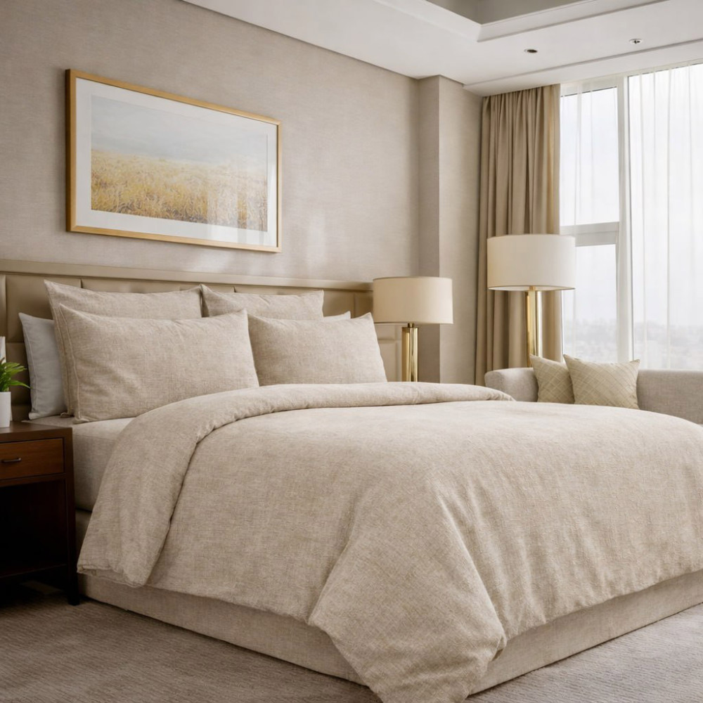 Bed linen set SoundSleep Latte Linen 100% cotton ranfors double euro 200x220 cm light beige (2800005059496)