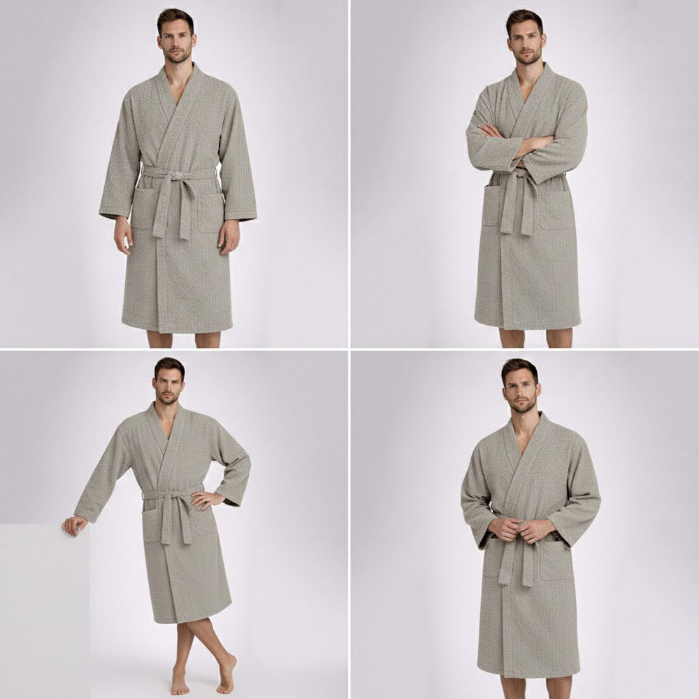 SoundSleep Long Kimono Waffle Robe Unisex Beige L/XL (2800005061413)