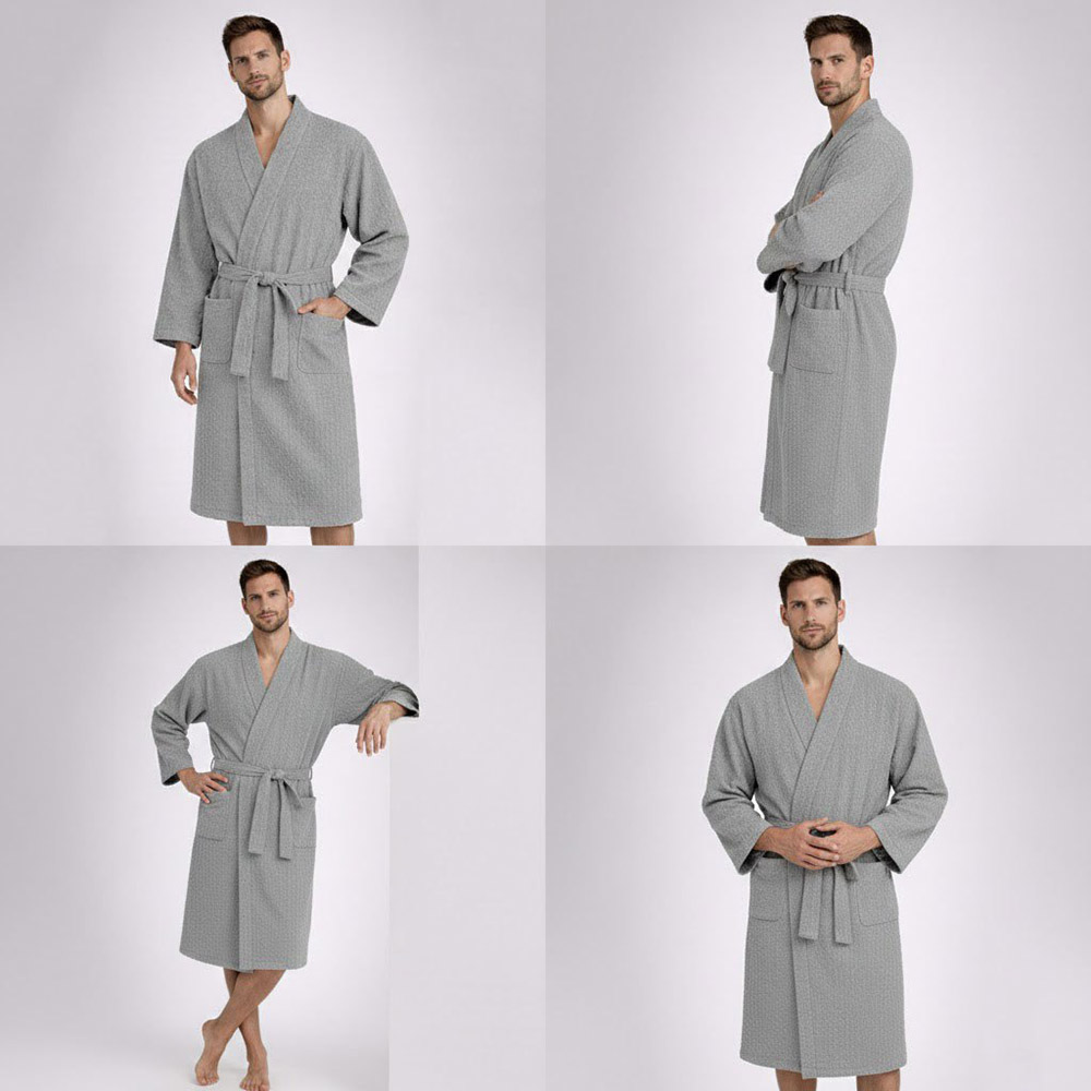 SoundSleep Long Kimono Waffle Robe Unisex Grey L/XL (2800005061383)