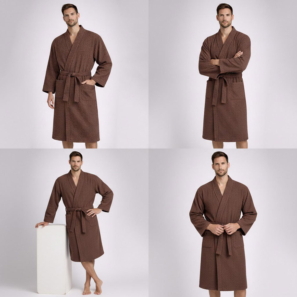 SoundSleep Long Kimono Waffle Robe Unisex Chocolate L/XL (2800005061369)