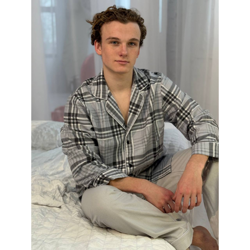 Мужская пижама фланелевая SoundSleep Flanel Cоzy Grey фланель клетка серая XL (2800005002034)