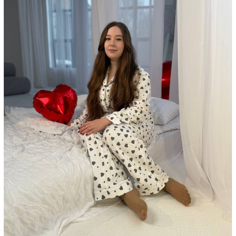 Women's flannel pajamas SoundSleep Flanel Heart Grey SoundSleep white XL (2800005001952)