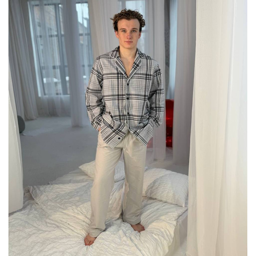 Мужская пижама фланелевая SoundSleep Flanel Cоzy Grey фланель клетка серая XL (2800005002034)