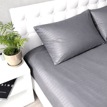 Bed Linen Set Emily Fiber Light Gray Stripe Microfiber double 175x205 cm Light-Gray (2800005069105)