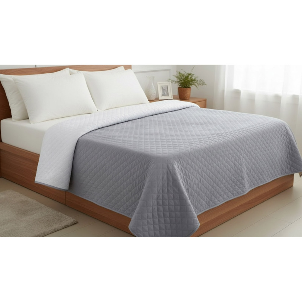 Bedspread SoundSleep double-sided 200x220 cm white and gray (2800005136333)