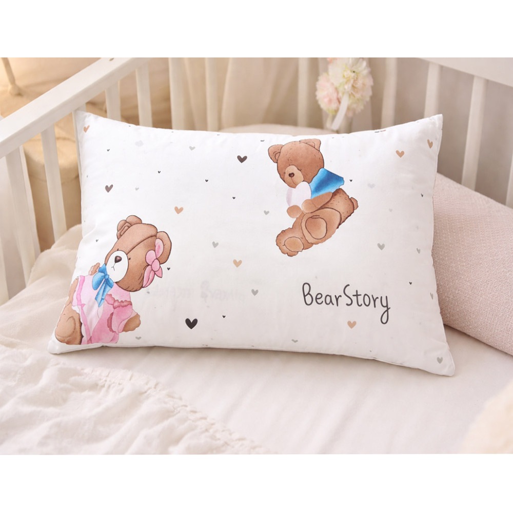 Pillowcase SoundSleep Bear Story 40x60 cm white calico with print (2800005074666)