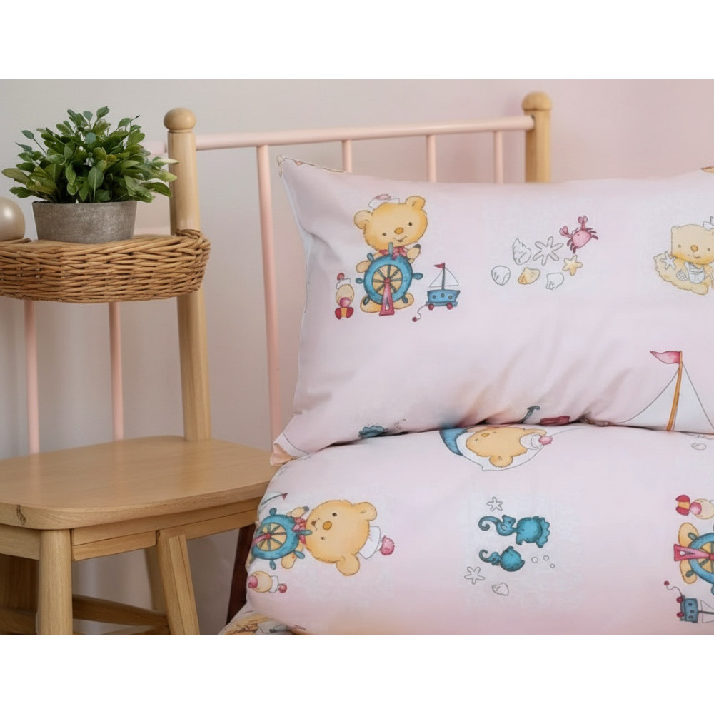 Pillowcase SoundSleep Sailor Teddy Bear 50x70 cm Pink, Printed Calico (2800005070101)