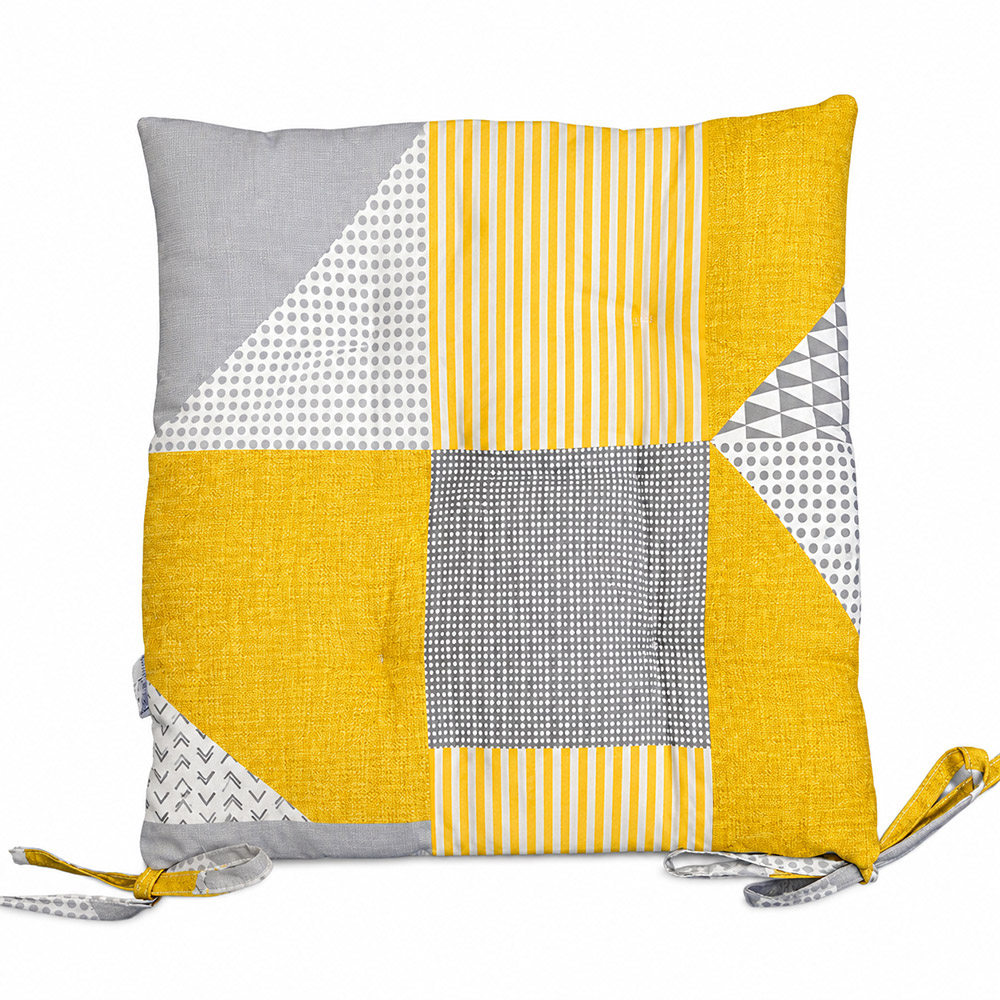 SoundSleep Abstract Magic of Sensations Chair Cushion 40x40 cm Half Panama Gray-Yellow (2800004906784)