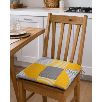 SoundSleep Abstract Magic of Sensations Chair Cushion 40x40 cm Half Panama Gray-Yellow (2800004906784)