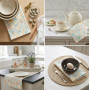 Waffle Kitchen Towel Emily Chickens and Bunnies Easter 30x50 cm turquoise (2800005086140)