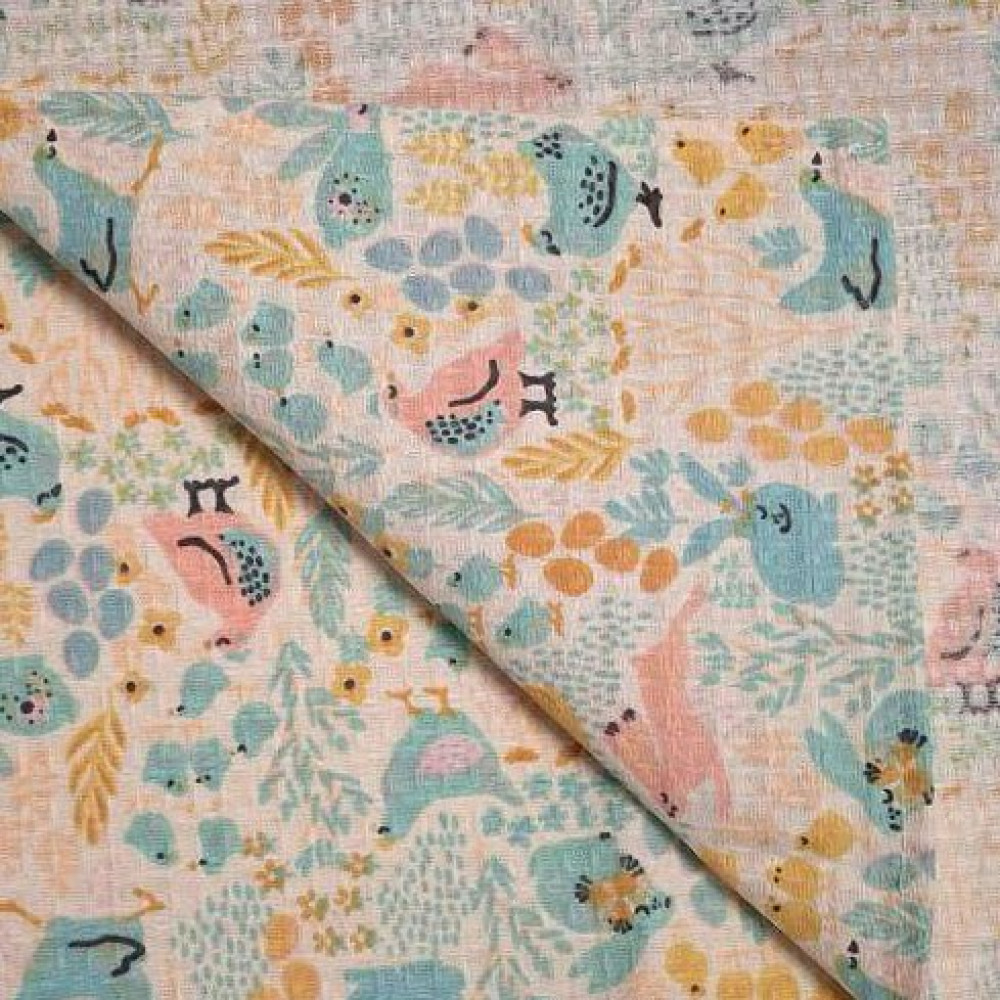Waffle Kitchen Towel Emily Chickens and Bunnies Easter 30x50 cm turquoise (2800005086140)