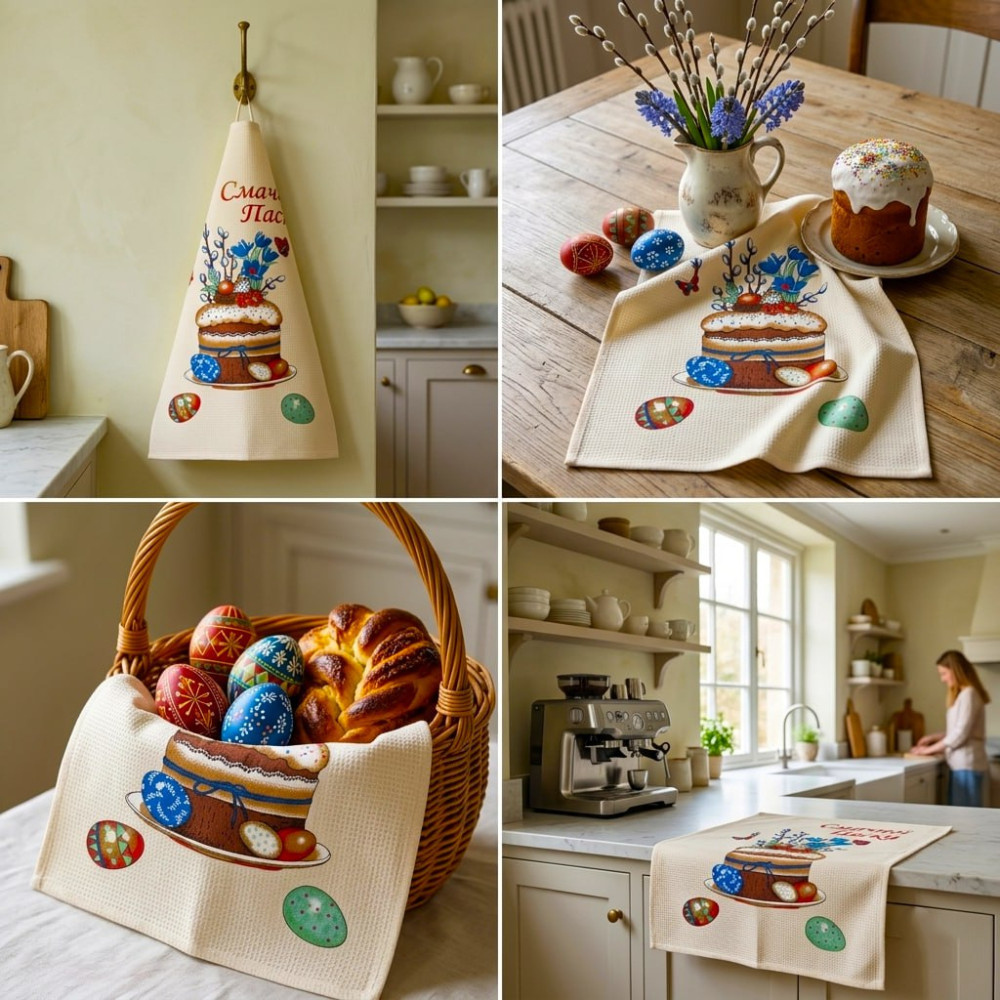 Kitchen towel Emily Delicious Easter Easter waffle 50x60 cm beige (2800005086157)