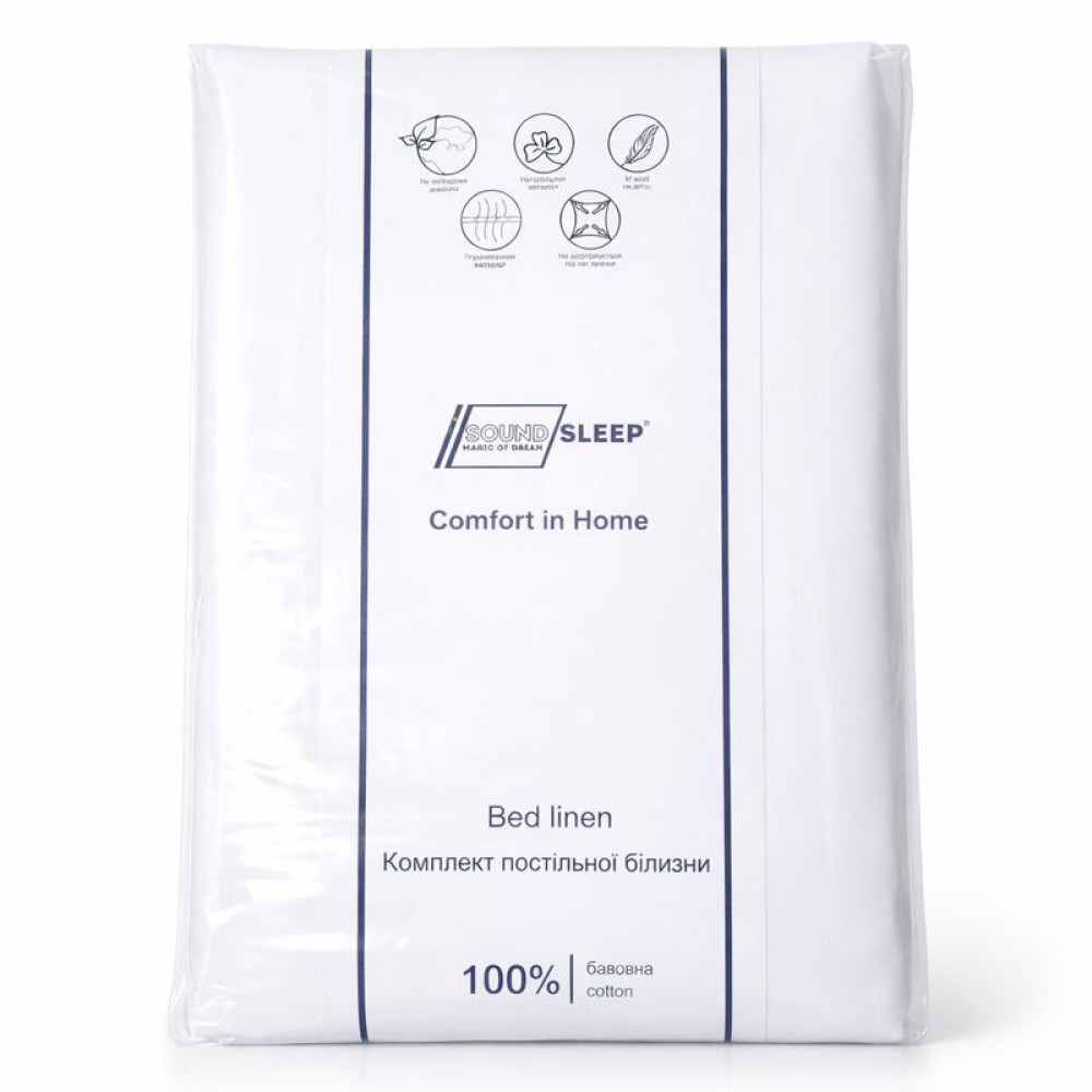 Bed Linen Set SoundSleep Luxion Satin double euro 200x220 cm White 140g (2800004971553)