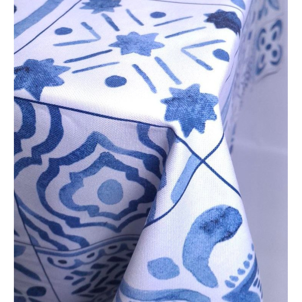 Tablecloth SoundSleep Blue Mosaic Water-Repellent 130x180 cm White (2800005024364)