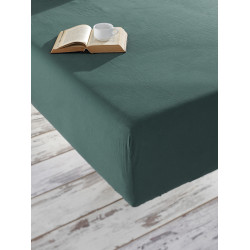 Простынь на резинке Stonewash SoundSleep Adriatic dark green темно-зеленая 160х200 см