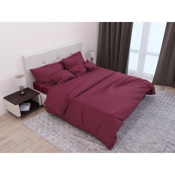 Наволочка SoundSleep Stripe Solar сатин-страйп 50х70 см з кантом бордо (93847827)