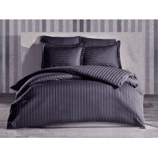 Pillowcase with piping Stripe Solar SoundSleep satin-stripe Black 50x70 cm