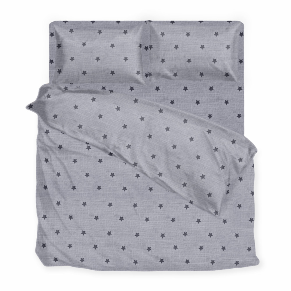 SoundSleep Gray Stars bedding set, coarse calico, for teenagers, 160x215 cm, gray (2800004775250)