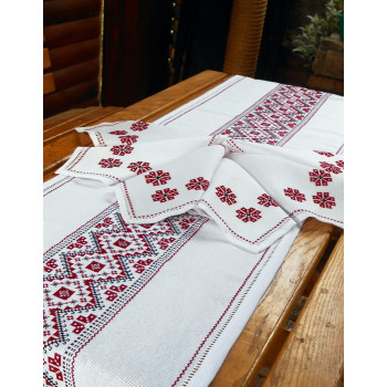 Set of napkins 6 pcs SoundSleep Our Traditions hand embroidery 30x30 cm white with red (2800004806541)