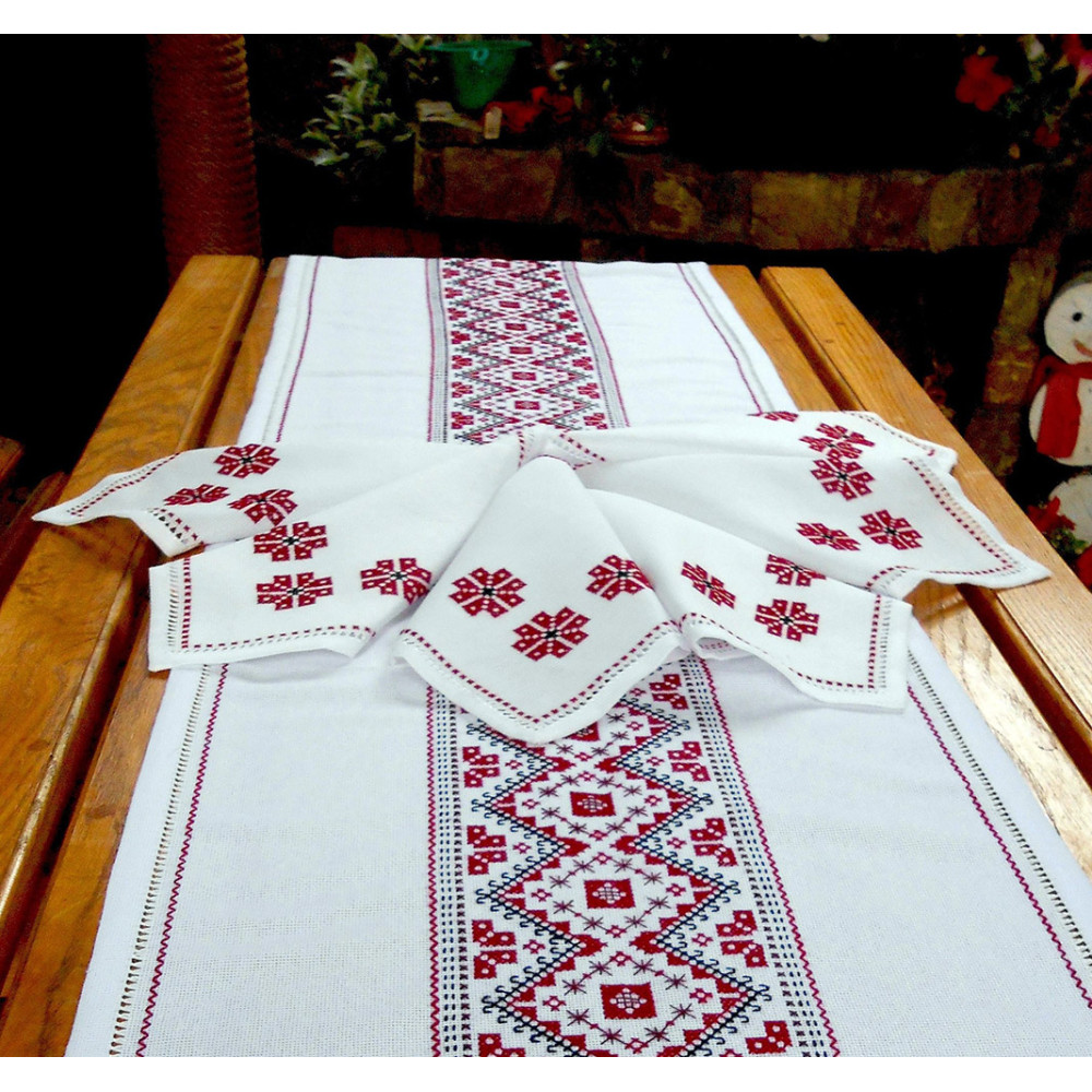 Set of napkins 6 pcs SoundSleep Our Traditions hand embroidery 30x30 cm white with red (2800004806541)