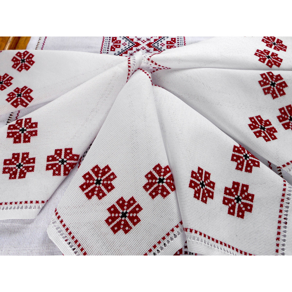 Set of napkins 6 pcs SoundSleep Our Traditions hand embroidery 30x30 cm white with red (2800004806541)