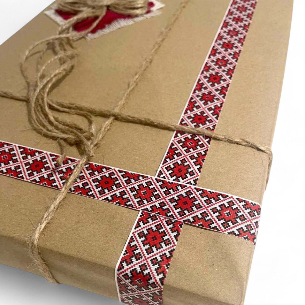 Set of napkins 6 pcs SoundSleep Ethno hand embroidery linen 30x30 cm sand with red (2800004806572)
