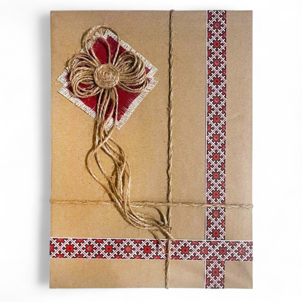 Set of napkins 6 pcs SoundSleep Ethno hand embroidery linen 30x30 cm sand with red (2800004806572)