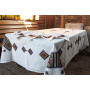 Tablecloth SoundSleep Ethno hand embroidery linen 140x240 cm sand with red (2800004806565)