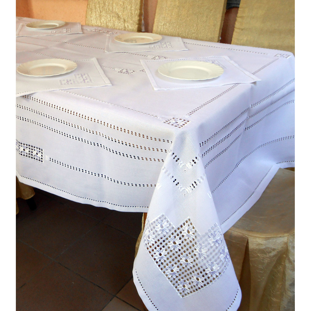 Tablecloth SoundSleep Wedding Traditions hand embroidery with cutting 140x240 cm white (2800004806596)