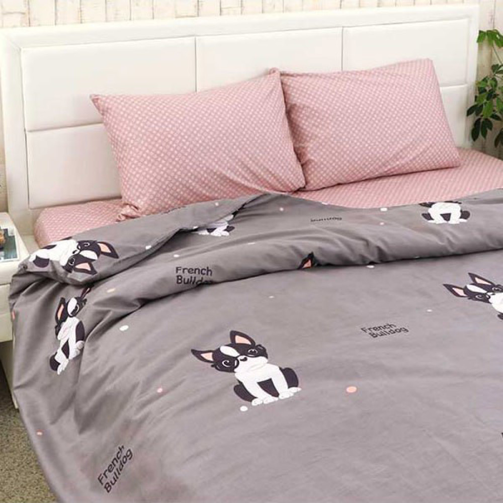 SoundSleep French bulldog pillowcase set, calico 40x60 cm, pink (2800004807104)