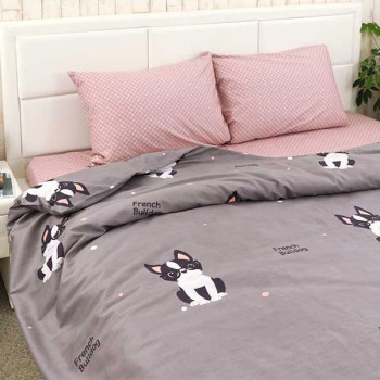 SoundSleep French bulldog pillowcase set, calico 40x60 cm, pink (2800004807104)