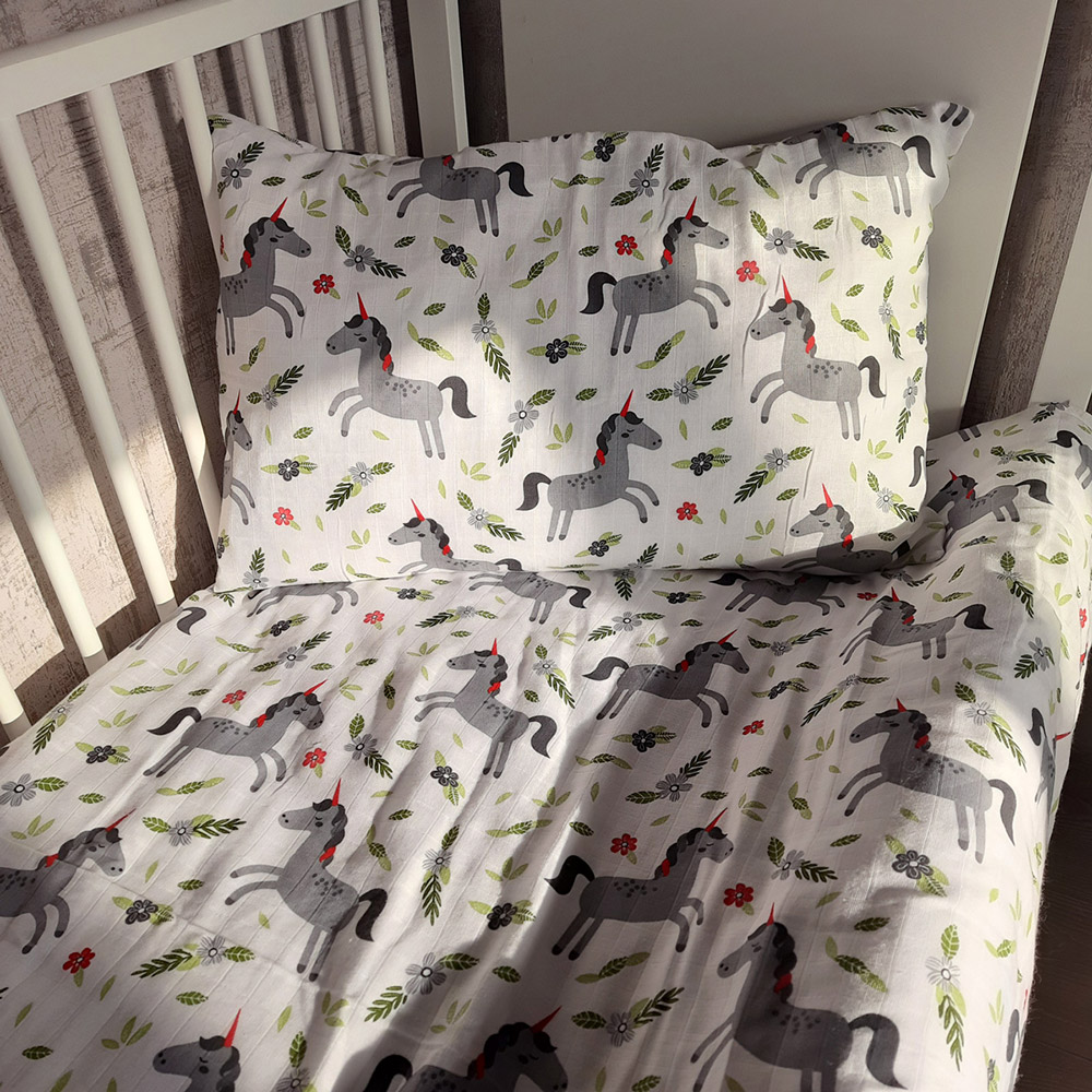 SoundSleep Unicorn muslin pillowcase set 40x60 cm white (2800004807197)