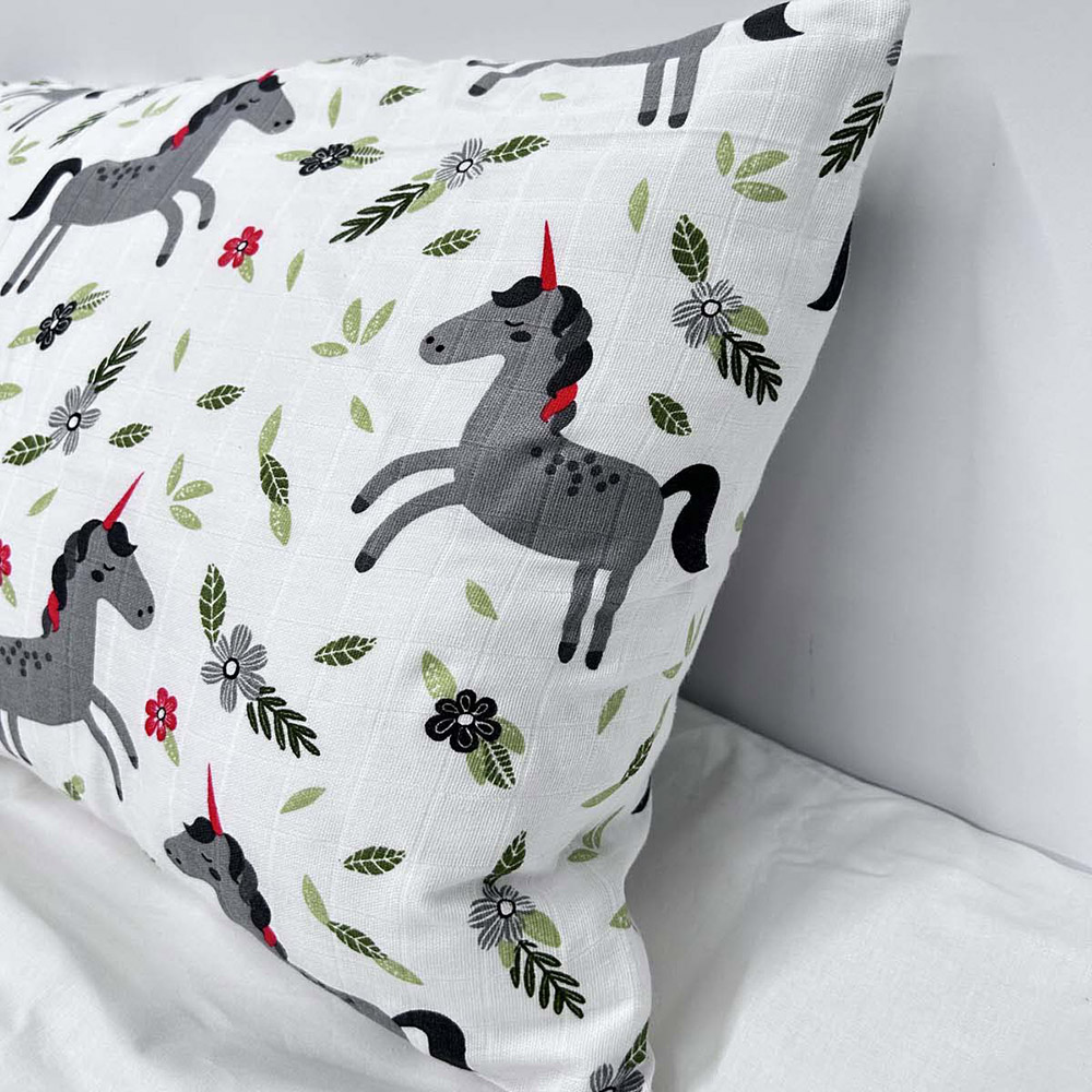 SoundSleep Unicorn muslin pillowcase set 40x60 cm white (2800004807197)