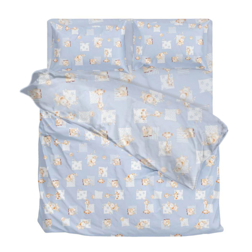 Комплект постельного белья в кроватку SoundSleep Animals Africa Si бязь 105х140 см серо-голубой (2800004805643)