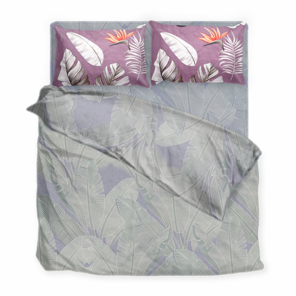 Комплект постільної білизни SoundSleep Banana Leaves бязь Двоспальний 175х215 см бузковий (2800004783606)